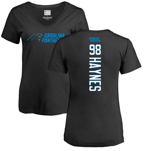 Carolina Panthers Black Women Marquis Haynes Backer NFL Football #98 T Shirt